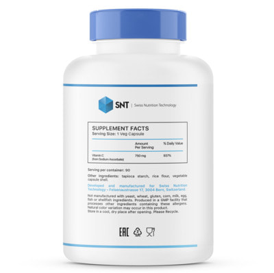 SNT Sodium Ascorbate 750 mg 90 vcaps (фото, вид 1)