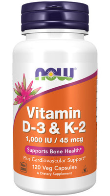 NOW Vitamin D3&K-2 120 vcaps