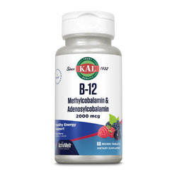 KAL B-12 Methylcobalamin Adenosyl Mixed Berry 2000mcg 60 loz